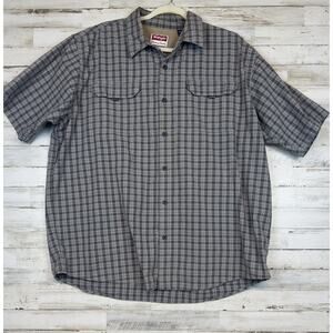 Wrangler Authentic Men’s XL Premium Short Sleeve Button Up Gray Plaid Shirt